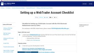 Setting up a WebTrader Account Checklist  FDA