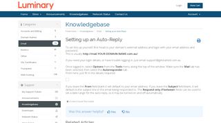 Setting up an Auto-Reply - Knowledgebase - Luminary - Aanet Portal