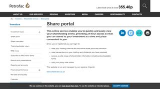 
                            2. Share portal | Shareholder services | Investors | Petrofac - Petrofac Shares Portal