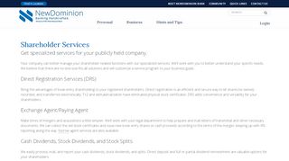 
                            6. Shareholder Services - NewDominion - Dominion Shareholder Portal