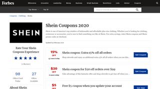 Shein Coupons | 15% Off In January 2020 | Forbes - Shein Sign In