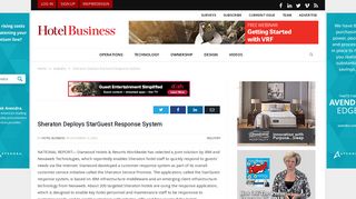 
Sheraton Deploys StarGuest Response System | Hotel Business
