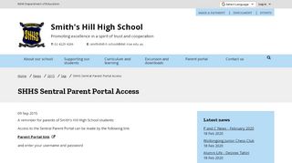 
                            3. SHHS Sentral Parent Portal Access - Smith's Hill High School - Shhs Parent Portal