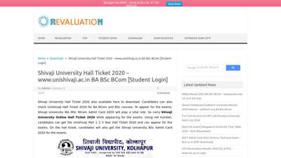 
                            10. Shivaji University Hall Ticket 2020 - www.unishivaji.ac.in ...