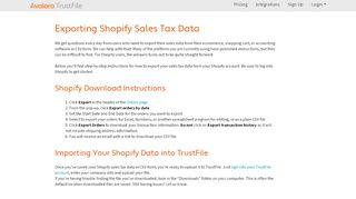 
                            5. Shopify | Avalara TrustFile - Avalara Trustfile Portal