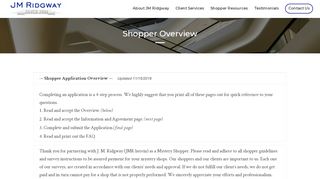 
                            5. Shopper Overview | JM Ridgway - Jm Ridgway Shopper Login