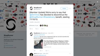 
ShopRunner on Twitter: "[Member Update] We're sorry to say ...  

