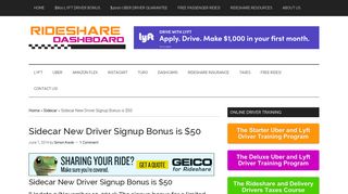 
                            7. Sidecar New Driver Signup Bonus is $50 - Rideshare ... - Sidecar Sign Up Bonus
