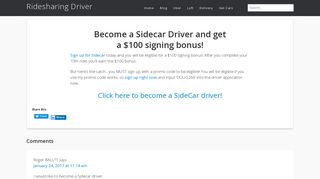 
                            2. Sidecar - Ridesharing Driver - Sidecar Sign Up Bonus