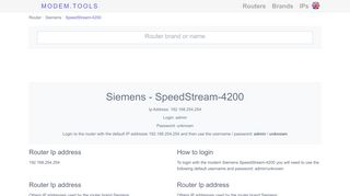 
Siemens SpeedStream 4200 Default Router Login and ...  
