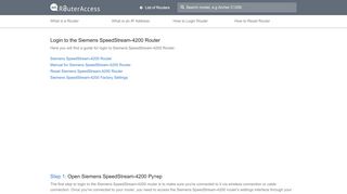 
Siemens SpeedStream-4200 Login - Router Access  
