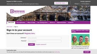 
                            8. Sign in - Derbyshire - Jobs and careers - Derbyshire County ... - Derbyshire County Council Work Experience Portal
