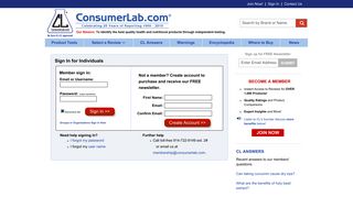 Sign In for Individuals | Consumerlab.com