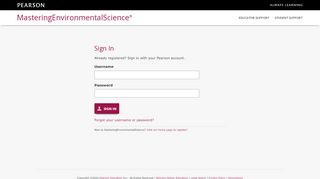 
                            3. Sign In | MasteringEnvironmentalScience | Pearson - Mastering Environmental Science Portal