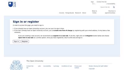 
                            9. Sign in or register - Sign IN - Open University