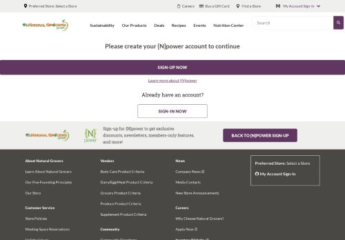 
                            5. Sign in or Sign up | Natural Grocers - Natural Grocers Npower Portal