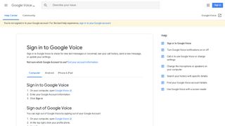 Sign in to Google Voice - Computer - Google Voice Help