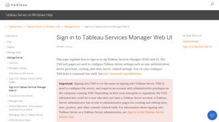 
Sign in to Tableau Services Manager Web UI - Tableau  
