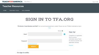 Sign in to TFA.org | Teach For America - Tfanet Portal