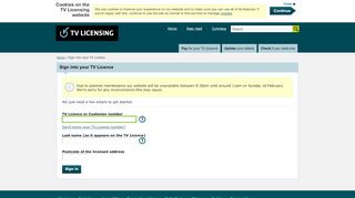 
sign in to view your licence - TV Licensing  
