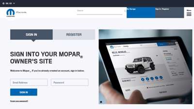Sign In to Your Account or Register  Mopar®