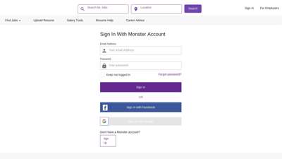 Sign In With Monster Account