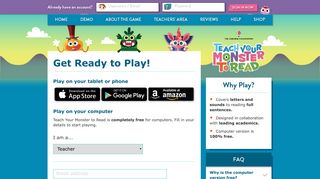 
Sign Up and Play - Teach Your Monster to Read  

