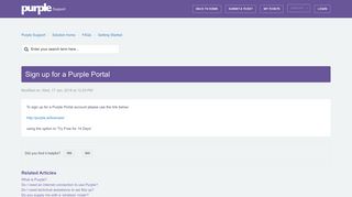 Sign up for a Purple Portal : Purple Support - Purple Portal Sign Up