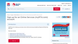
                            2. Sign up for an Online Services (myRTA.com) account | Service ... - Myrta Com Portal