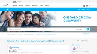 
                            6. Sign up for Online Customer Service (OCS) account - Celcom ... - Www Celcom Com My Portal