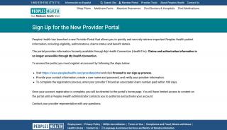 
                            1. Sign Up for the New Provider Portal - Peoples Health - Peoples Health Provider Portal