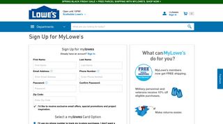 Sign Up - Lowe's