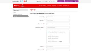 
                            7. Sign up | My account | Airtel-Vodafone - Airtel Sign In