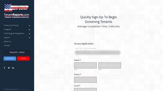 Sign Up | Tenant Reports - Tenantreports Com Portal
