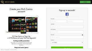Sign Up to Play Real Money Mobile Games ... - Rich Casino - Rich Casino Mobile Portal