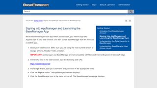 
                            2. Signing Into AppManager and Launching the BaseManager App - Basemanager Portal