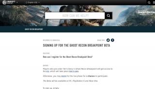 
                            4. Signing up for the Ghost Recon Breakpoint Beta - Ubisoft Support - Ghost Recon Beta Portal