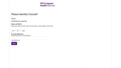 Signup Page - MyChart at NYU Langone Health - Login Page