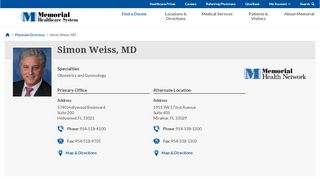 
                            1. Simon Weiss, MD | Memorial Healthcare System - Dr Simon Weiss Patient Portal