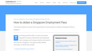 
Singapore Employment Pass: 2019 Requirements, Procedure ...  

