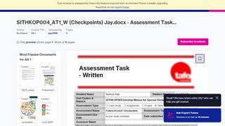 
                            7. SITHKOP004_AT1_W (Checkpoints) Jay.docx - Assessment ... - Moodle Futura Online Login