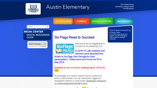 
                            4. Six Flags Read to Succeed - Austin Elementary School - Six Flags Reading Program Portal