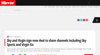 
Sky and Virgin sign new deal to share channels including Sky ...  
