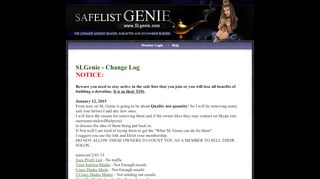 
                            6. SLGenie - Change Log NOTICE - Safelist Genie - Dragon Safelist Portal