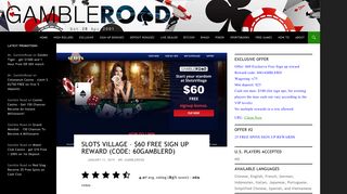 
                            2. Slots Village - $60 Free Sign Up reward (Code ... - Slots Village Sign Up