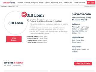 
                            1. Smarter Loans - 310 Loan Payday Loans Canada. 310 Loan Reviews