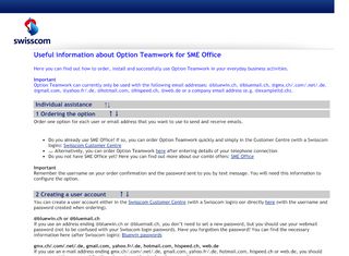 
                            5. SME Office Teamwork Help - Swisscom - Bluewin Email Portal Page