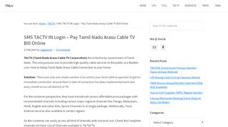 
                            7. SMS TACTV IN Login - Pay Tamil Nadu Arasu Cable TV Bill ... - Sms Tactv Login