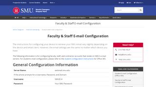 
SMU Employee E-mail Configuration - SMU
