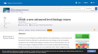 
                            7. SNAB: a new advanced level biology course: Journal of ... - Snab Online Portal